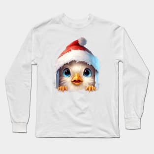 Christmas Peeking Baby Chicken Long Sleeve T-Shirt